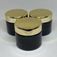 3 x MIRON Violettglas-Cremetiegel mit goldenem Deckel, 50 ml